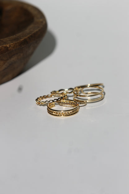 Juego de 6 anillos delicados bañados en oro de 14 k