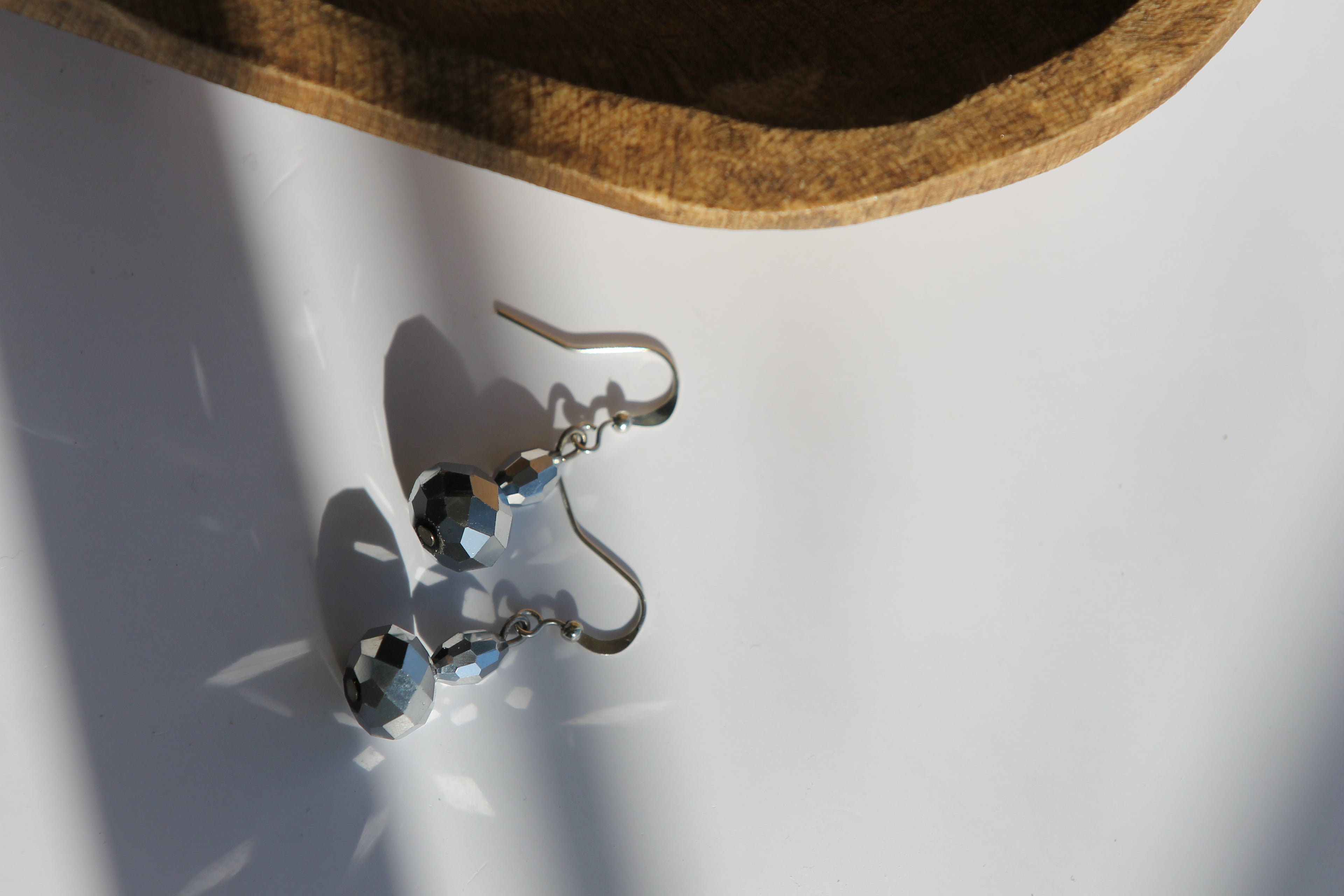 Gray Disco Ball Earrings