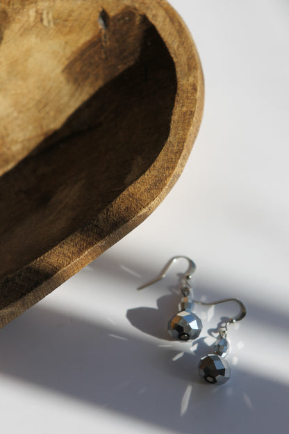 Gray Disco Ball Earrings