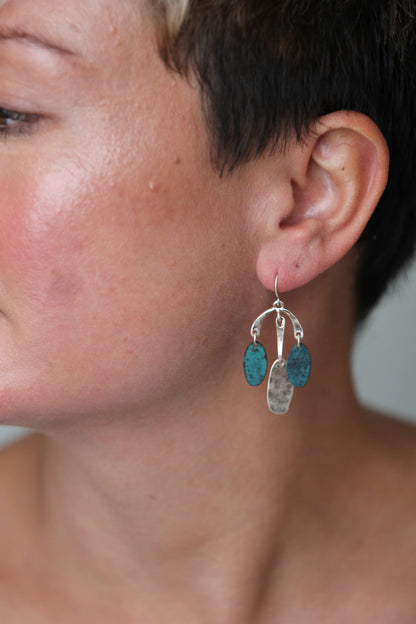 Pendientes de plata y piedra verde azulado